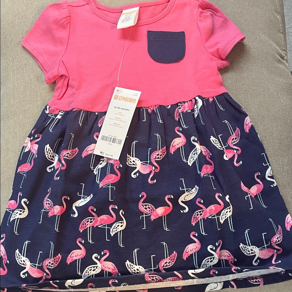 Gymboree Pink and Navy Flamingo Dress